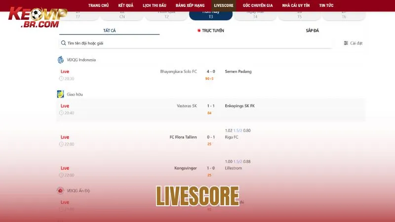 Livescore: Trải nghiệm không khí sân cỏ chân thực ngay trên điện thoại